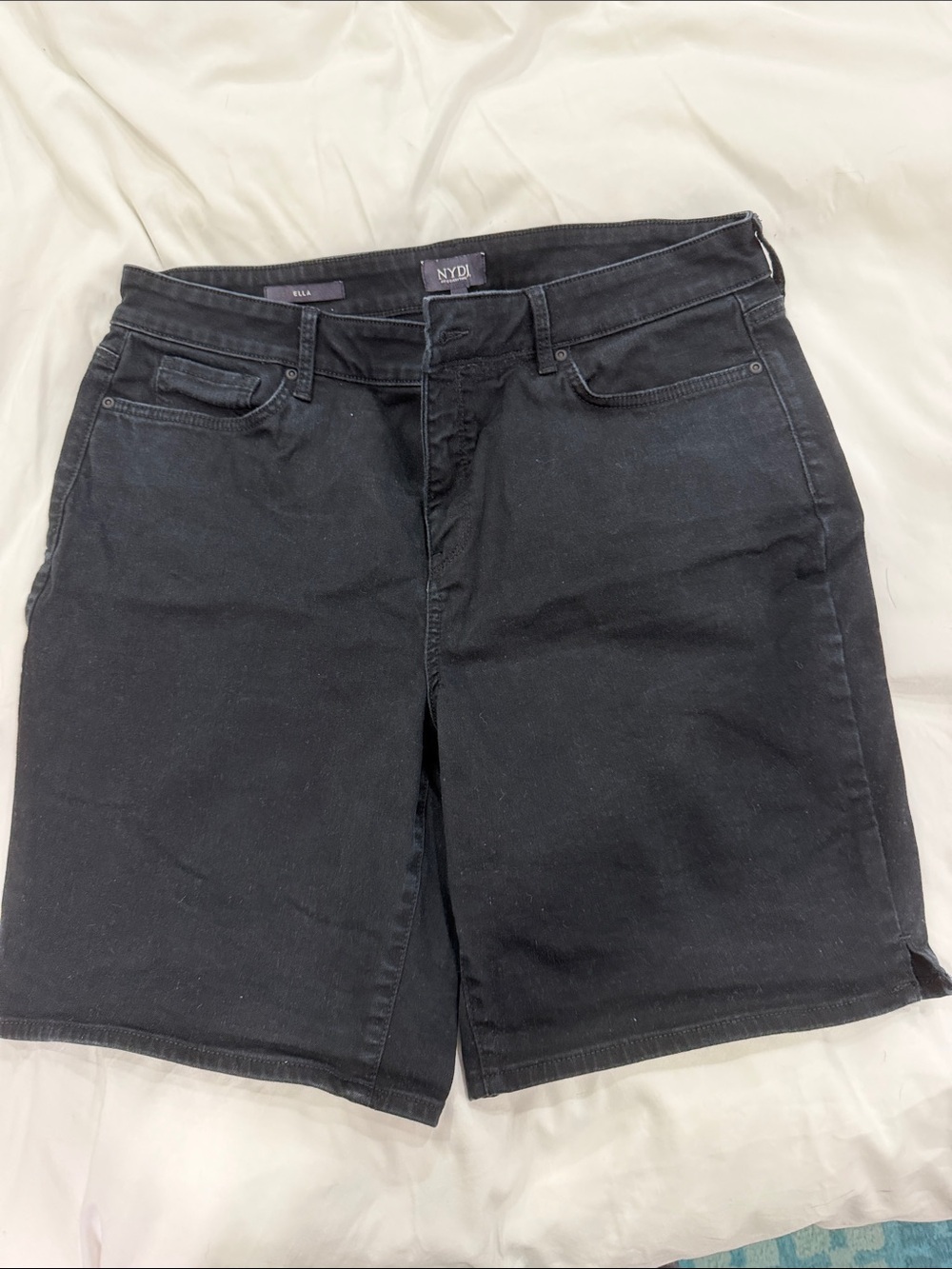 NYDJ Black Denim Bermuda Shorts with Classic Five-Pocket Style